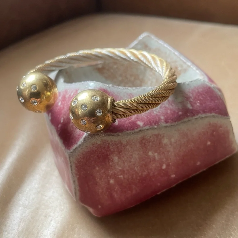 Vintage rhinestone ball cuff rope bracelet - Picture 13 of 13